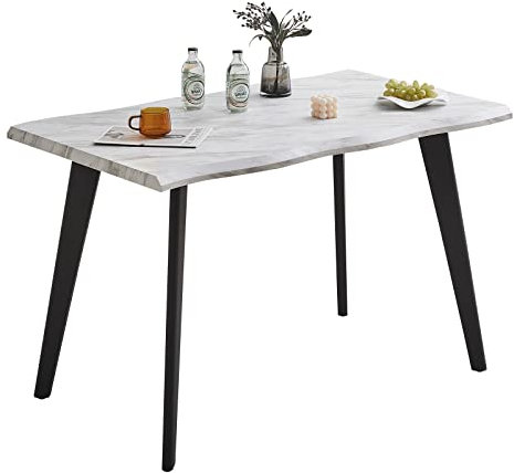 CLIPOP Küchentisch Esszimmertisch 120 x 80 cm - 4 Personen gerecht | Weiße MDF-Matt-Fläche | Stahlbeine - Rechteckige Tischplatte