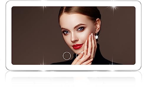 Upgrade Car Sun Visor Vanity Mirror White,Big Led Car Mirror with 3 Light Modes & 80 LEDs,Rechargeable Car Makeup Mirror - Dimmable Touch Control,Car Light Up Mirror Universal for Car Truck SUV