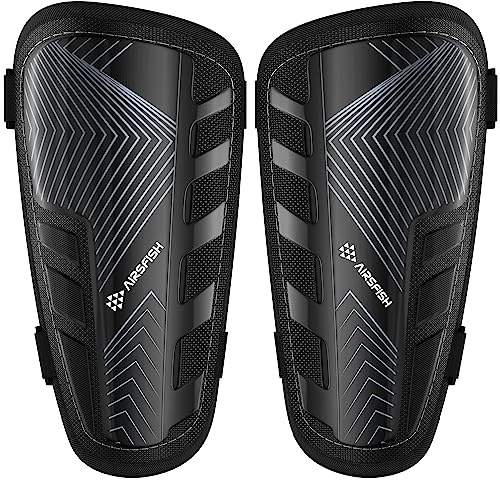 AirsFish Shin Pads Boys Certified Kids with Ankle Protection,High Strength Shin Pads,Breathable Non Slip Extended Adjustable Straps,Protective Football Equipment for Boys and Girls