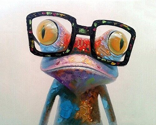CaptainCrafts Malen nach Zahlen Erwachsene, Malen nach Zahlen Kit enthält Pigmente Leinen Leinwand Pinsel DIY Ölmalerei warmes Geschenk Haus Hausdekoration (Ohne Rahmen, Bunter Frosch mit Brille)