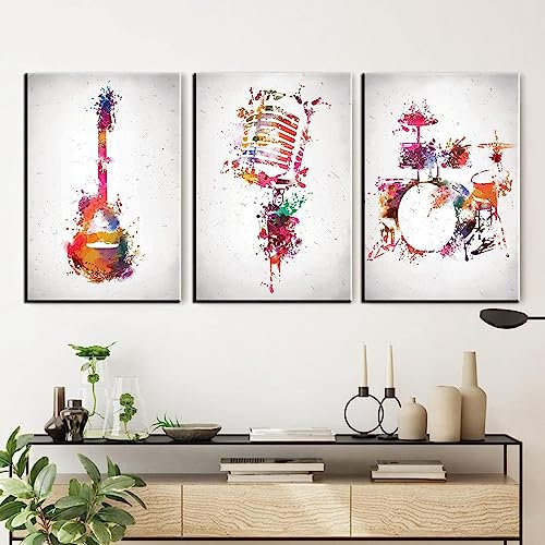 HTWLMM Leinwand Bilder Abstrakte Musik Poster Kunstdruck Wandbilder für Wohnzimmer Schlafzimmer Deko Rahmenlos (3X40X50CM)