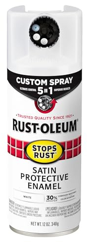 Rust-Oleum 376870 Stops Rust Custom Spray 5-in-1 Spray Paint, 12 oz, Satin White, (Pack of 1)