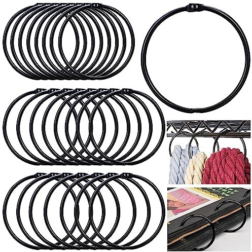 Anneau de Rideau, 24 Pièces Anneaux de Rideau à Ouvrir, 50mm de Diamètre Intérieur Crochet de Rideau de Douche, pour Crochet de Rideau, de Douche Crochet de Rideau (Noir)
