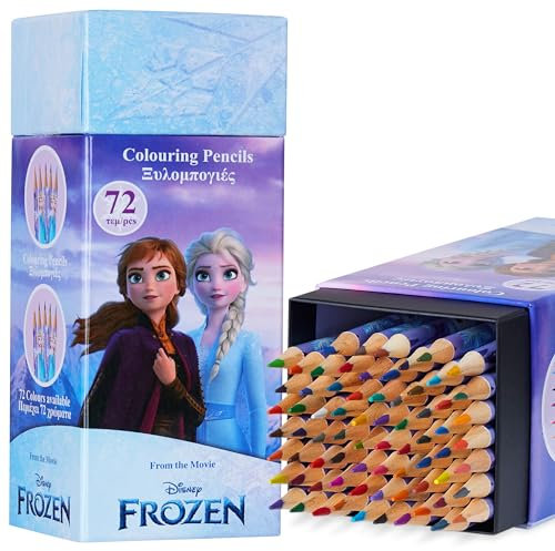 Disney Lápices de Colores para Niños, Caja de 72 lápices, Suministros de Arte, Colores Surtidos, Regalos para Niños (Lila Frozen)
