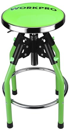 WORKPRO Garagen-Barhocker, strapazierfähig, verstellbar, hydraulisch, 73,7 cm bis 84,5 cm, 218,4 cm, 150 kg Kapazität, Grün