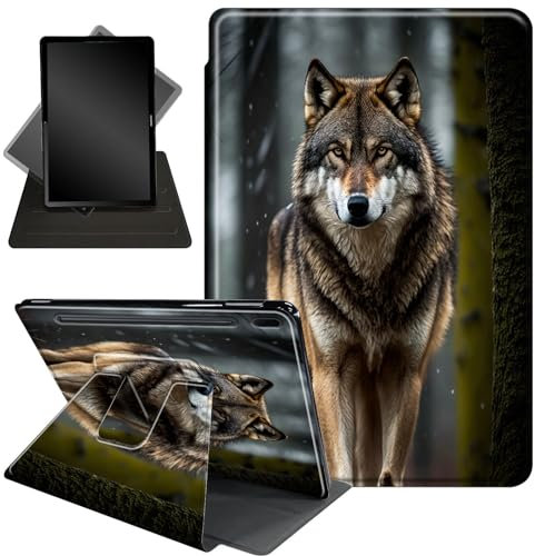 Coque pour tablette Galaxy Tab S7 FE 5G/S8 Plus/S7 Plus 12,5, support rotatif à 360 degrés avec fonction mise en veille/marche automatique, pour Samsung Tab S7 FE 2021/S8+ 2022/S7+ 2020, loups