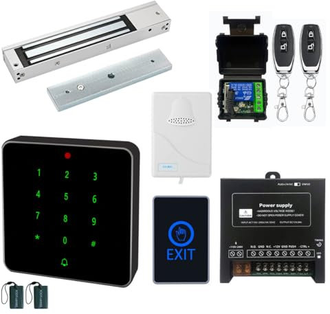 Sistema di controllo accessi alla porta tastiera NFC RFID impermeabile 600 libbre Kit di serratura magnetica elettrica con pulsante di uscita touch campanello campanello e telecomando