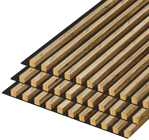 Jeu de lattes en feutre pour un aménagement intérieur individuel, 20x20 mm, 11 pièces, largeur 45,3 cm, longueur 275 cm Panneaux en bois, panneaux muraux, aspect bois, mur à lattes