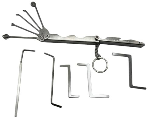 5-in-1 Pocket Jackknife Lock Pick Kit Includes 5 Torque Wrenches, Multitool Folding Lock Pick Set, Locksmith Tool Kit for Beginers and Pro Locksmiths