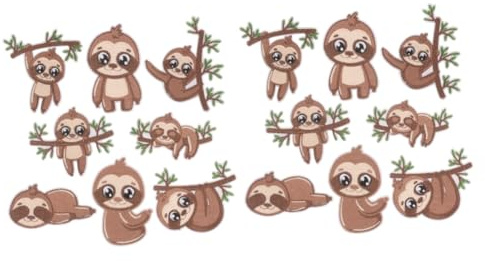 SHINEOFI 16stücke Sloth Applikationen Für Kleidung Gestickte Stoffpatches Zum Aufbügeln Oder Nähen Für Dekoration Von Jacken Rucksäcken Hüten Und Mehr