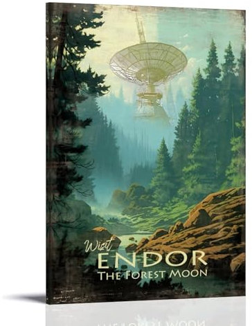 KVIINKD Visit Endor Vintage-Reiseposter, Wohnzimmer-Dekor, moderne ästhetische Wandkunst, Poster, Geschenk für Freunde, Rahmen-Stil, 60 x 90 cm