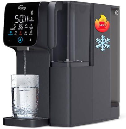 iSpring RCD100HCG Hot & Cold Umkehrosmoseanlage Arbeitsplatte, Alkaline RO Wasserfilterspender, 9 Temperatur- & 6 Dosiervolumenoptionen, TDS & Filter Lebensdauer Monitor, Plug and Play