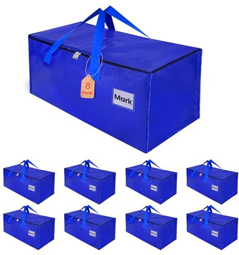 ZFWDSY Moving Boxes 8 Pack,93 Liters Clothes Storage Large Moving Bags with Handles Moving Totes for College Dorm or Christmas Decorations