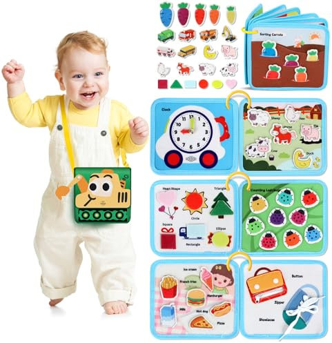 Lehoo Castle Busy Board Montessori Spielzeug ab 1 2 3 Jahre, Activity Board Motorikspielzeug, 12 in 1 Busy Quiet Book, Geschenk Junge Mädchen, Baby Lernspielzeug Motorikbrett für Reise Auto Flugzeug