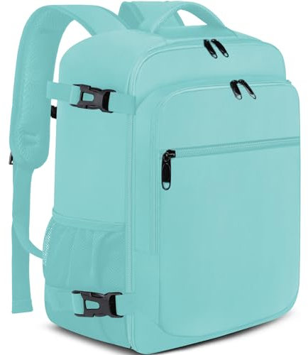 EZUOLA Zaino da Viaggio Aereo 20L Bagaglio a Mano Ryanair 40x20x25 Borsa da Cabina Uomo Donna Casual 14 Pollici Porta PC Con Porta USB, Verde