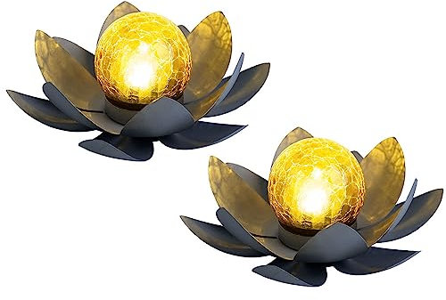 2er Set LED Solar Außen Lampen Lotus Blumen Garten Beleuchtung Seerosen Design Leuchten 25 cm