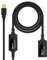 Cable USB 2.0 con amplificador, Tipo A macho a Tipo A hembra, 15 metros de longitud, ideal para extender la conexión sin perder calidad de señal. Permite conexiones estables y seguras.