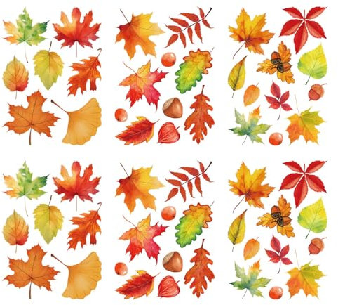 Adesivi Foglie Autunnali, Decorazioni per Finestre Ringraziamento Adesivi Finestre, Decorazioni Autunno per Fnestra Thanksgiving Decorazioni, Vetrofanie per Finestre Foglie Autunnali Vetrofanie