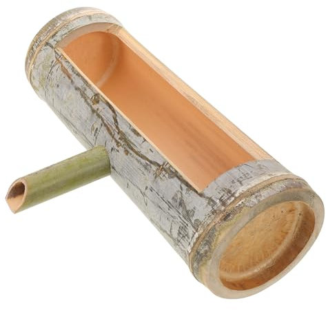 Yardwe Bambus Wasserbrunnen Auslauf für Außenbereich mit Natürlichem Bambusmaterial als Dekoration für Garten und Teich Wasserspiel Grün