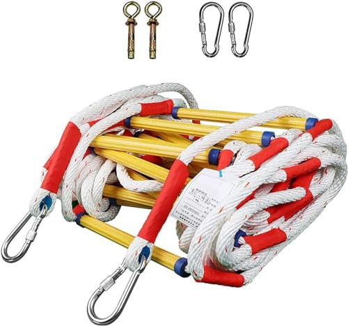 CXJGCRDM Fire Escape Ladder, Fire Escape Rope Ladder, Fire Escape Ladder Emergency Fire Escape Ladder With Hooks Fast To Deploy Safety Rope Ladde