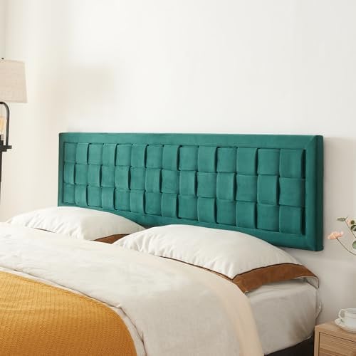 [en.casa] Wandpaneel Tervo Kopfteil gepolstert für Bett 180 cm Polsterpaneel Wandpolster mit Samtbezug Kopfende Bettkopfteil 180 x 45 cm Grün