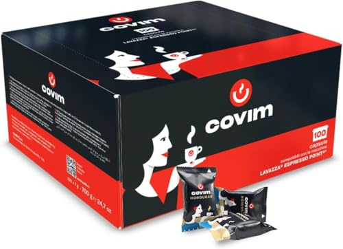 Covim Caffè - Capsules de café Honduras, 100 % arabica, 100 dosettes d'intensité 7, compatibles avec Lavazza Espresso Point, Espresso avec arôme acidulé et notes de fruits rouges et de cacao