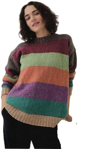 Sirdar Knitting Pattern 10778 – Ladies Striped Sweater in Double Knit Yarn