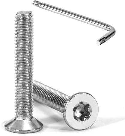 Tunejoy Viti a Testa Svasata M4 x 25 mm Vite Torx Bullone a Macchina in Acciaio Inox A2 V2A Viti a Testa Piatta con Chiavi a T20 Filettatura Completa 20 pezzi