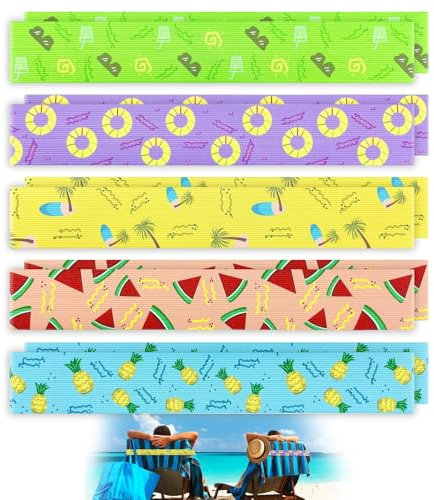 10 Pack Beach Towel Bands for Sun Loungers, Elastic Sunbed Towel Bands Cruise Towel Clips Sunbed Straps Holders for Beach Chair Windproof Beach Accessories for Summer Pool