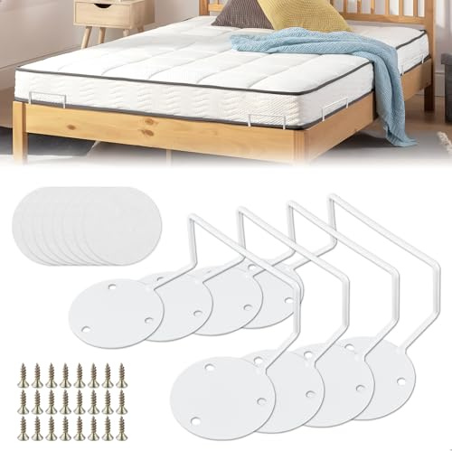 xyuayamz Matratzenhalter, Matratzen Halterung, 4 StüCk Matratzenhalter, Matratzenkeil mit Doppelseitigem Klebeband und Schrauben, Bettlakenhalter mit Einem Bettlaken Einziehwerkzeug