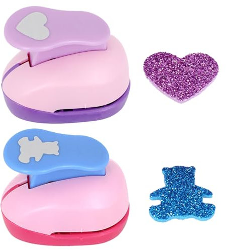 2 Stück Stanzer Bär Herz Motivstanzer Papierstanzer Motivlocher Stanzer Set,Stanzer Kinder für DIY Scrapbook,Fotoalbum Handwerk,Grußkarten oder Streudeko