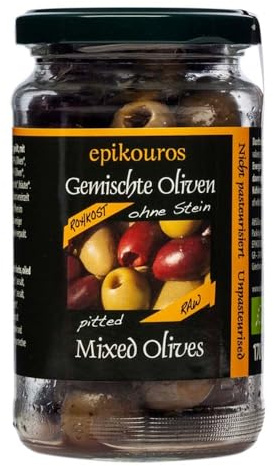 epikouros Gemischte Oliven, ohne Stein, Rohkost, 170g (1)
