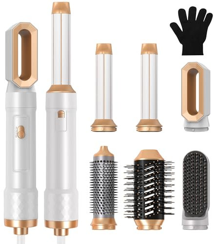 6 in 1 Airstyler Hairstyler Set,1000W Multi- Rundbürstenföhn Professioneller Haarstyler Haarfön,30mm Lockenstab Warmluft Curler, für Haar Volumen,Trocknen,Glätten,Curling
