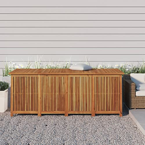 Iiaky Gartenbox Massivholz Akazie Auflagenbox Wetterfest Kissenbox Aufbewahrungsbox Werkzeugkasten Gartentruhe Holz Garten Balkon Sitztruhe-200 x 80 x 75 cm