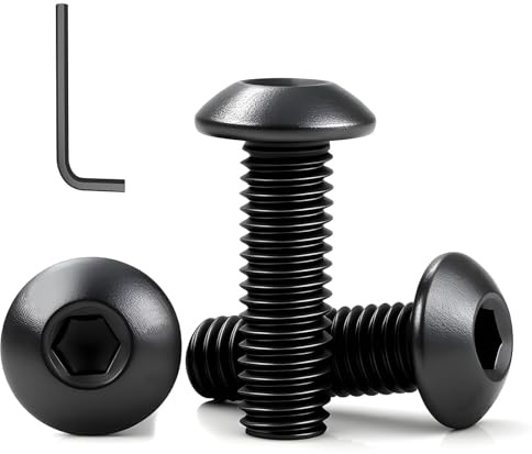 jwtyu 20 viti a testa bombata M8 x 20 mm, in acciaio inox M8, A2 V2A, colore nero, con chiavi a esagono incassato per decorazione di mobili e costruzione