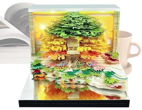 3D Notizblock | 2026 Kalender - Abrisskalender Papier Skulptur Memo Deko Blumen Baum Design für Weihnachten Lehrer Schule Zuhause
