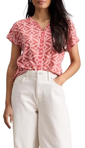 White Stuff Damen-T-Shirt Nelly mit V-Ausschnitt und kurzen Ärmeln – Freizeit-Top