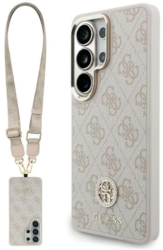 CG MOBILE Guess Hülle + Leine 4G Großes Strass-Dreiecksarmband kompatibel mit MagSafe für Samsung Galaxy S26 Ultra (Rosa)