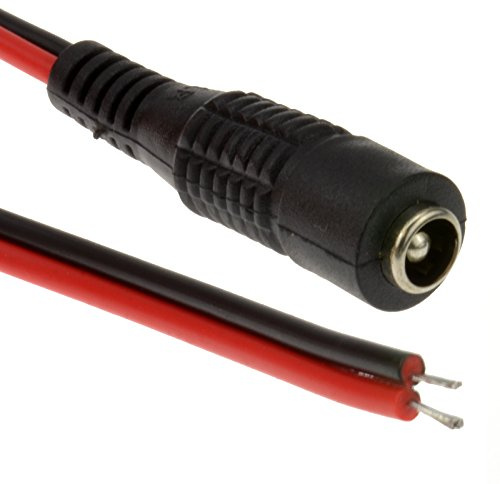 kenable DC Power Pigtail Cable 5.5mm x 2.5mm Female Socket to Bare Wire Ends for CCTV LED Tape 0.3m