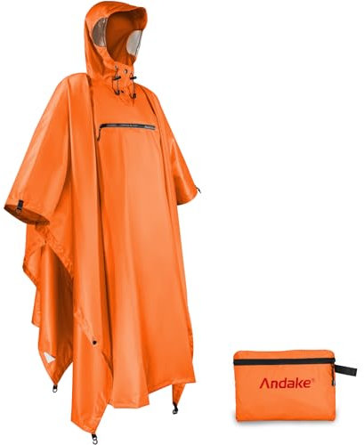 Andake Regenponcho, Herren Damen Unisex Regenjacke, Wasserdicht Winddicht knitterfrei wiederverwendbar Regenmantel