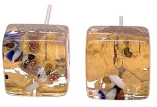 Boucles d'oreilles en verre de Murano, boucles d'oreilles faites à la main, bijoux en verre de Murano, boucles d'oreilles en verre, boucles d'oreilles à tige plaquées argent, délicates 0,8 cm/8 mm
