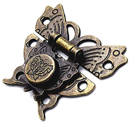 ODETOJOY 1Pc Bronzo Antico Farfalla Cabinet Chiusure Hasp Pad Chiusura di Blocco per Gioielli Scatola di Legno Cassa Cassa Retro Vintage Decorativo Mini Latch per Toolbox Regalo Valigia con Viti