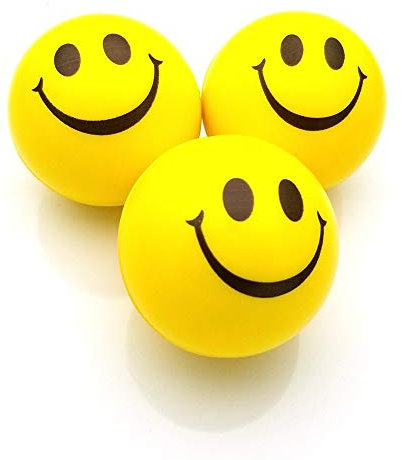 Omenluck 3 x Stressbälle für Handübungen, Stressabbau-Bälle, Anti-Stress-Bälle, Smiley-Presse zur Entlastung