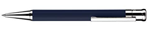 Otto Hutt design 04 Kugelschreiber 001-11239 – Kuli mit hochwertiger Beschichtung und glänzender Oberfläche in der Farbe Blau Silber – Mit Großraummine M, blau