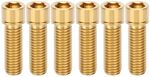 Dilwe 6 Pièces Vis de Tige de Casque M8 X25mm, Vis de Guidon en Alliage de Titane Pièces de Rechange Accessoires pour Tous Les Vélos(d'or)
