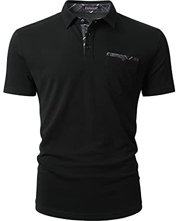 Enlision Poloshirt Herren Kurzarm Schwarz Polohemd mit Brusttasche Casual Golf Poloshirts Regular Fit Sport Polo T-Shirt Männer XL