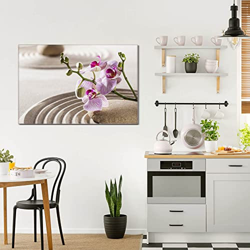 banjado® Glas Bild 120x80cm mit Motiv Zen Relax als Wandbild für Wohnzimmer/Küche/Büro - Wohnzimmer Bild aus ESG Sicherheitsglas kratzfest mit geschliffenen Kanten - Glasbild groß als Wand Bild