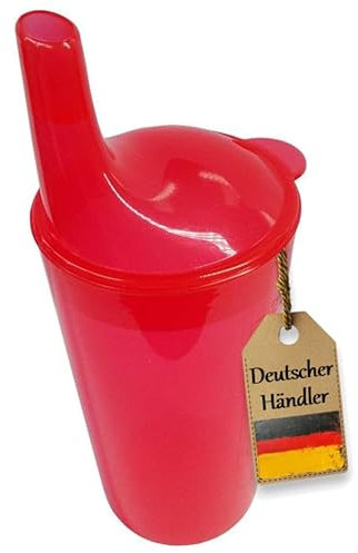 FabaCare Trinkbecher mit zwei Deckeln, Schnabeltasse, Becher für Senioren, Easy To Clean Spezialversiegelung, Rot