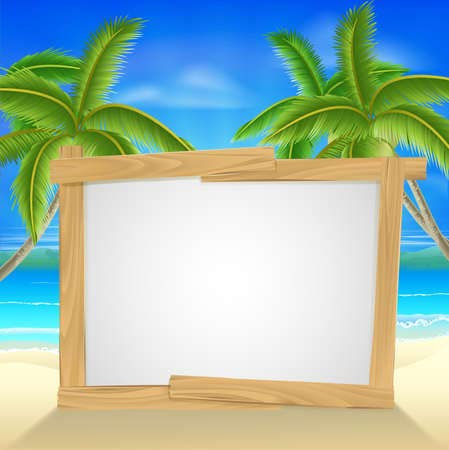 Tableau composite en aluminium 80 x 80 cm : panneau en bois sur une plage tropicale. Peut également être invité pour une fête sur la plage (34204256)