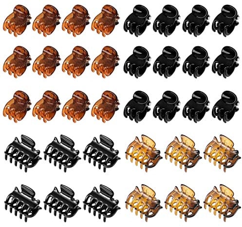 AOT 36 Pcs Small Hair Clips, Mini Hair Claw Clips for Medium Thick Hair, Plastic Hair Claws Pins Clamps for Girls, Toddlers Girls, Women (Black and Brown)
